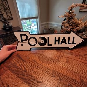 Metal sign: pool hall